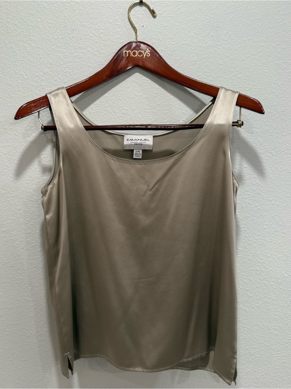 Emanuel Ungaro Silk Tank Top Champagne Sleeveless Blouse 6P